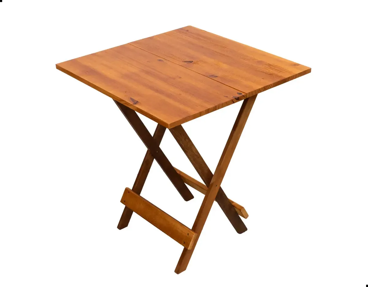 Mesa De Madeira Para Jardim/casa 70x70 Dobrável Pinus Napoli Cor Mel