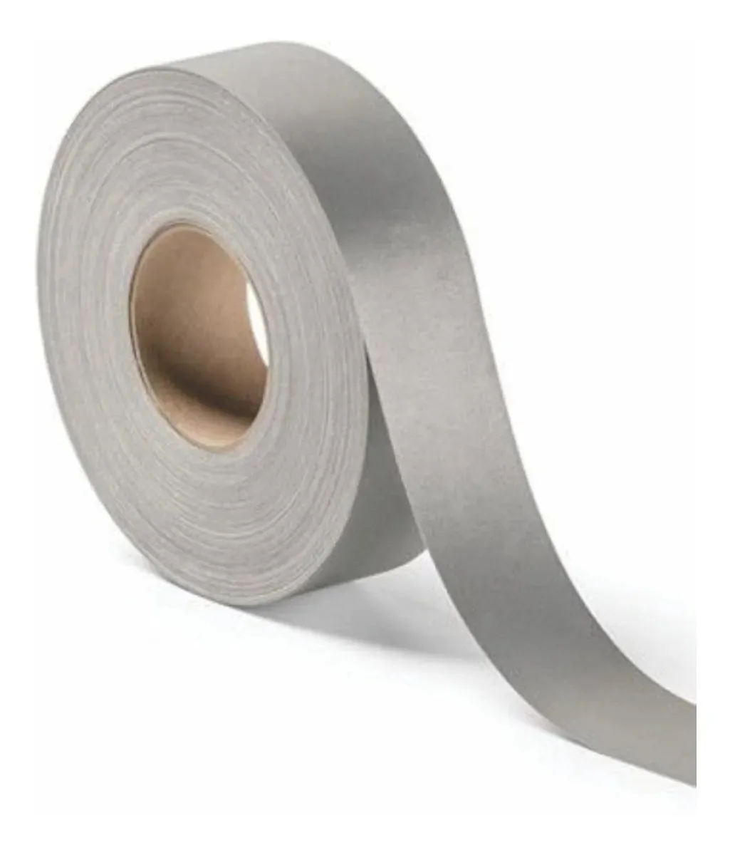 Fita Refletiva Metalizada Termocolante 5cm P/ Uniformes. Cinza Liso