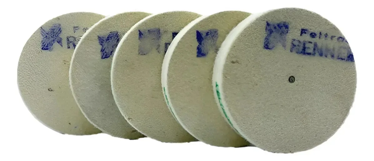 Kit 5 Disco De Feltro P/ Polimento 100x20mm Furo Prego Guia Feltro