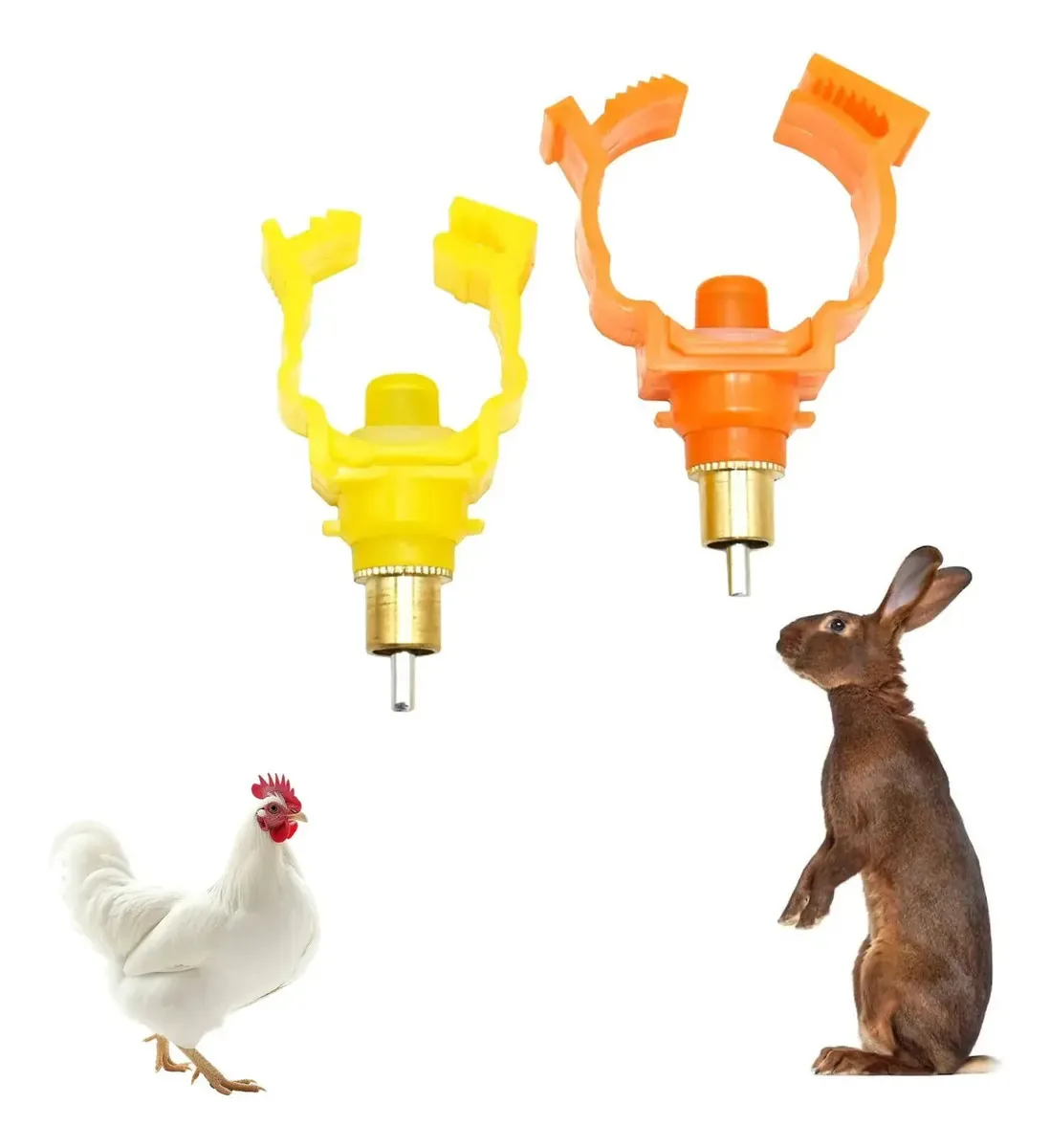 4 Bebedouros Automático Aves Galinhas Coelhos + Adaptador Cor 20MM AMARELO