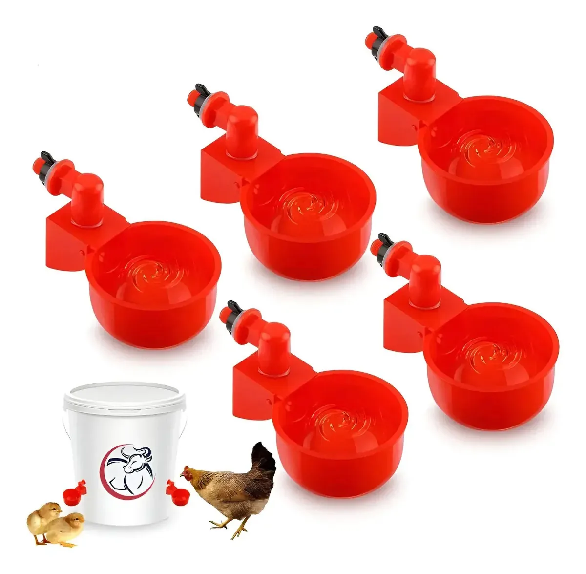10 Bebedouros Automáticos Galinhas Frangos - Happy Farm Blu Vermelho
