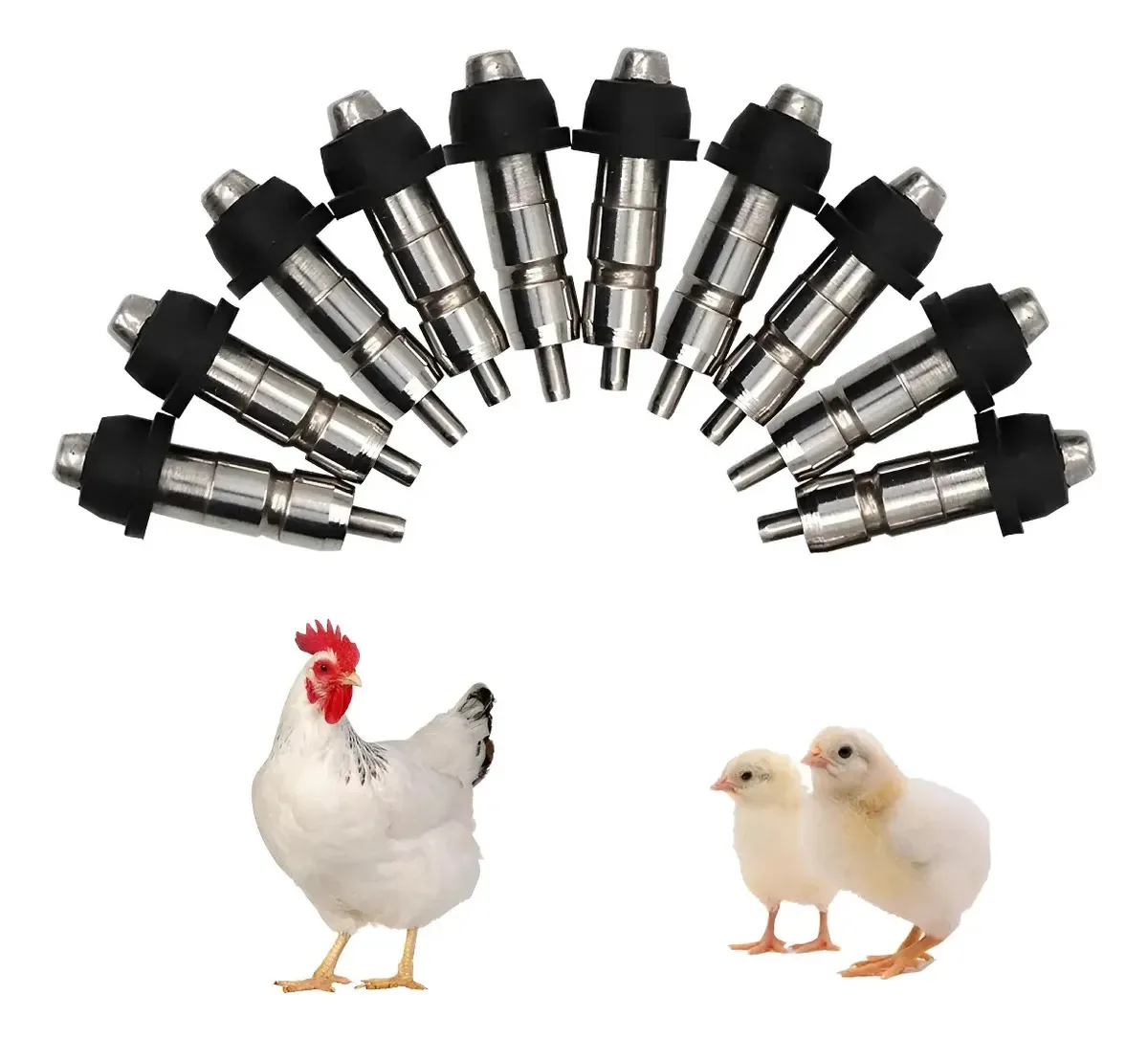 5 Bebedouro Automático Aves Galinha Tipo Niple Inox Prateado