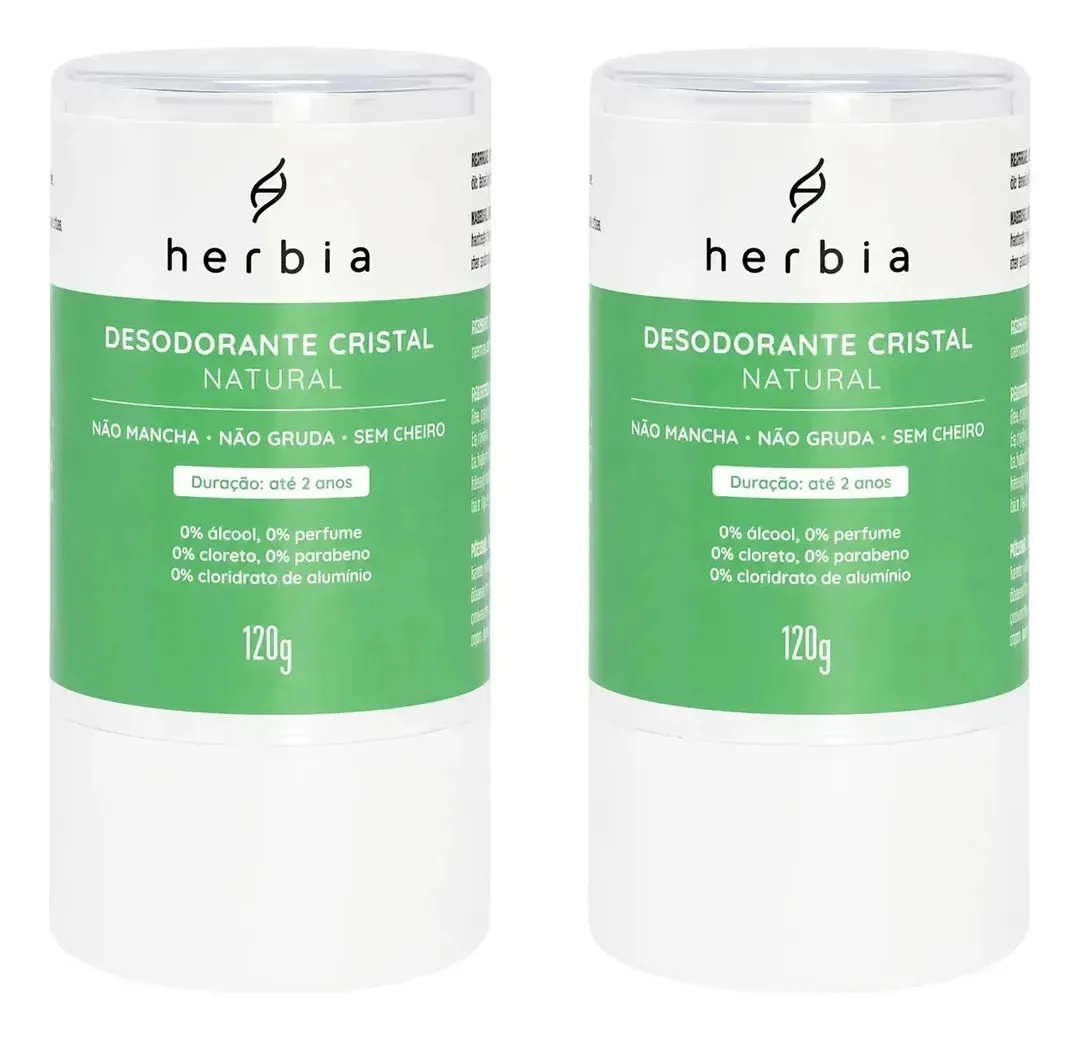 Pack 2 Desodorantes Krystall Stick Sensitive de Herbia Sem Perfume para Pele Sensível 120g