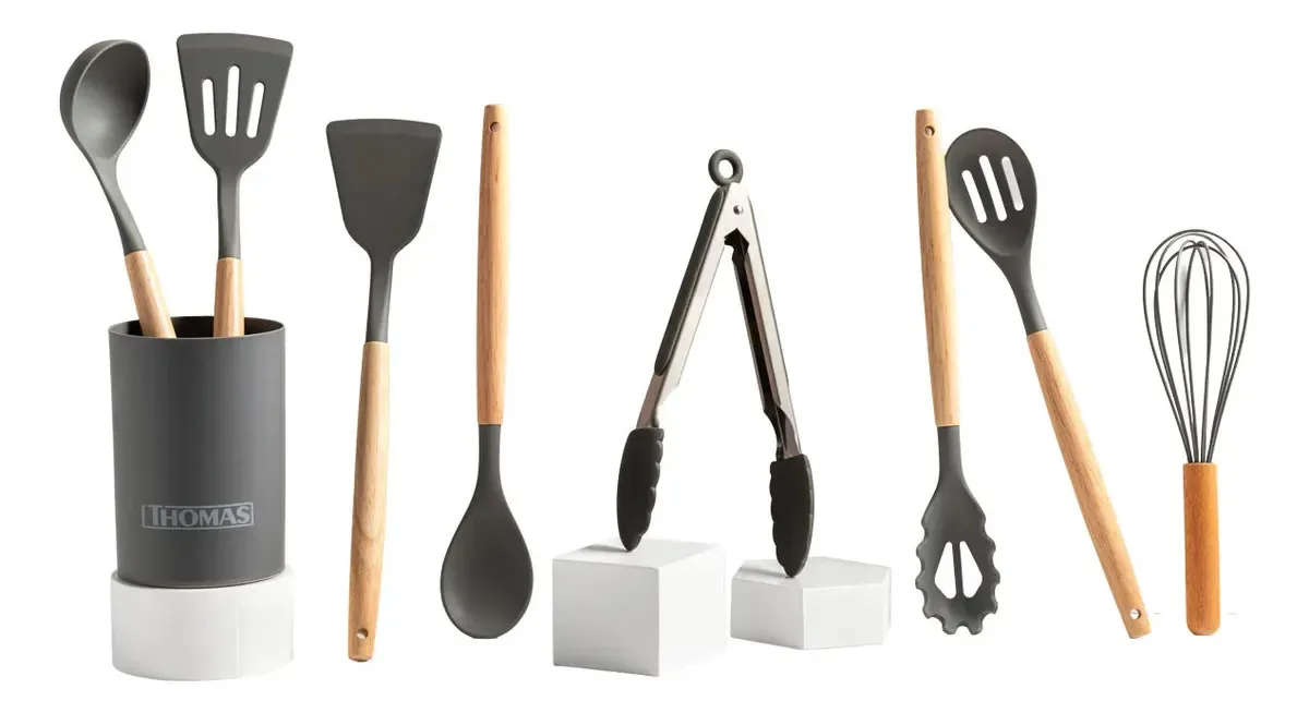 Conjunto de utensílios de cozinha de silicone de 9 peças Th-Mut09n