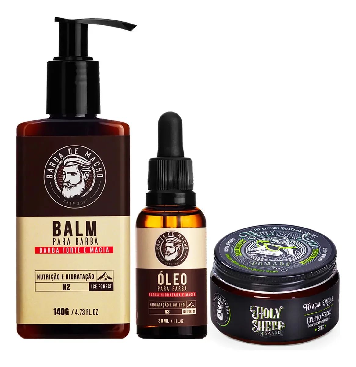 Kit Barba De Macho Balm E Óleo + Pasta Holy Sheep Matte