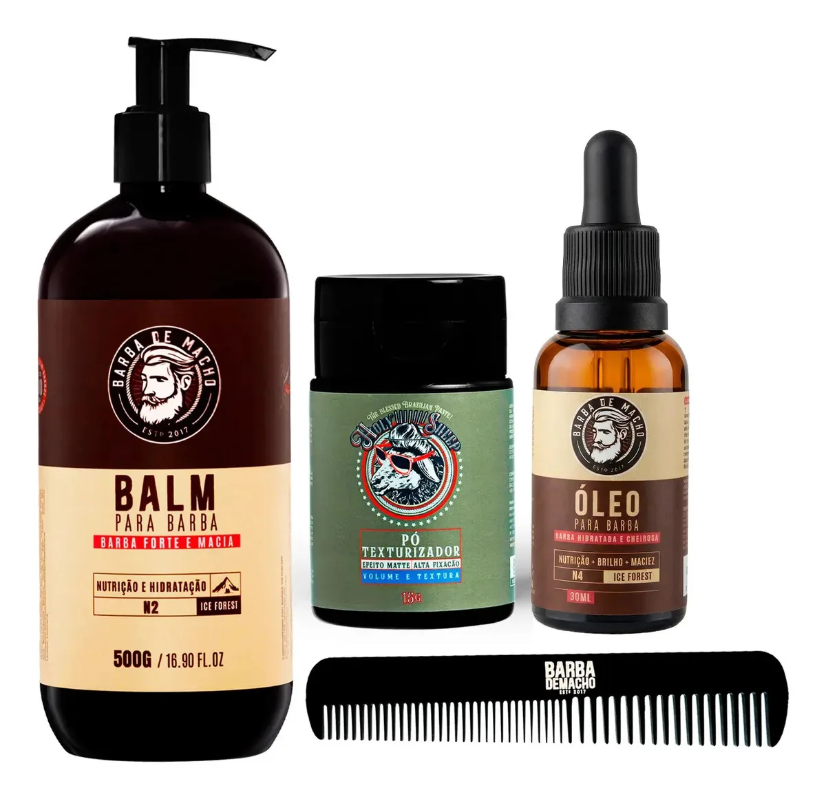 Kit Bancada Balm 500g E Óleo Ice Forest + Pó Texturizador