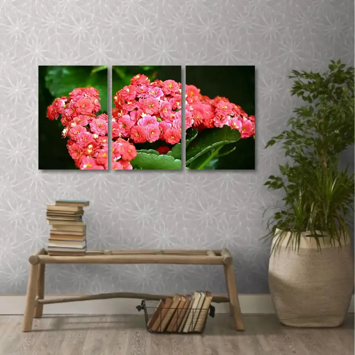 Quadro Decorativo Paisagem Flores Rosas Em Tecido 3