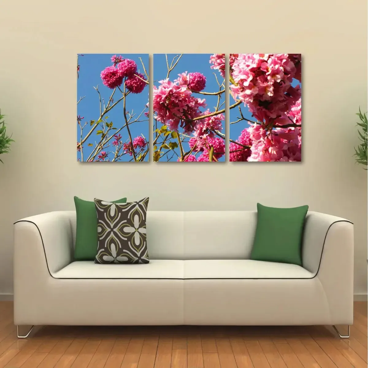 Quadro Decorativo Flores Rosas Paisagem Em Tecido 3