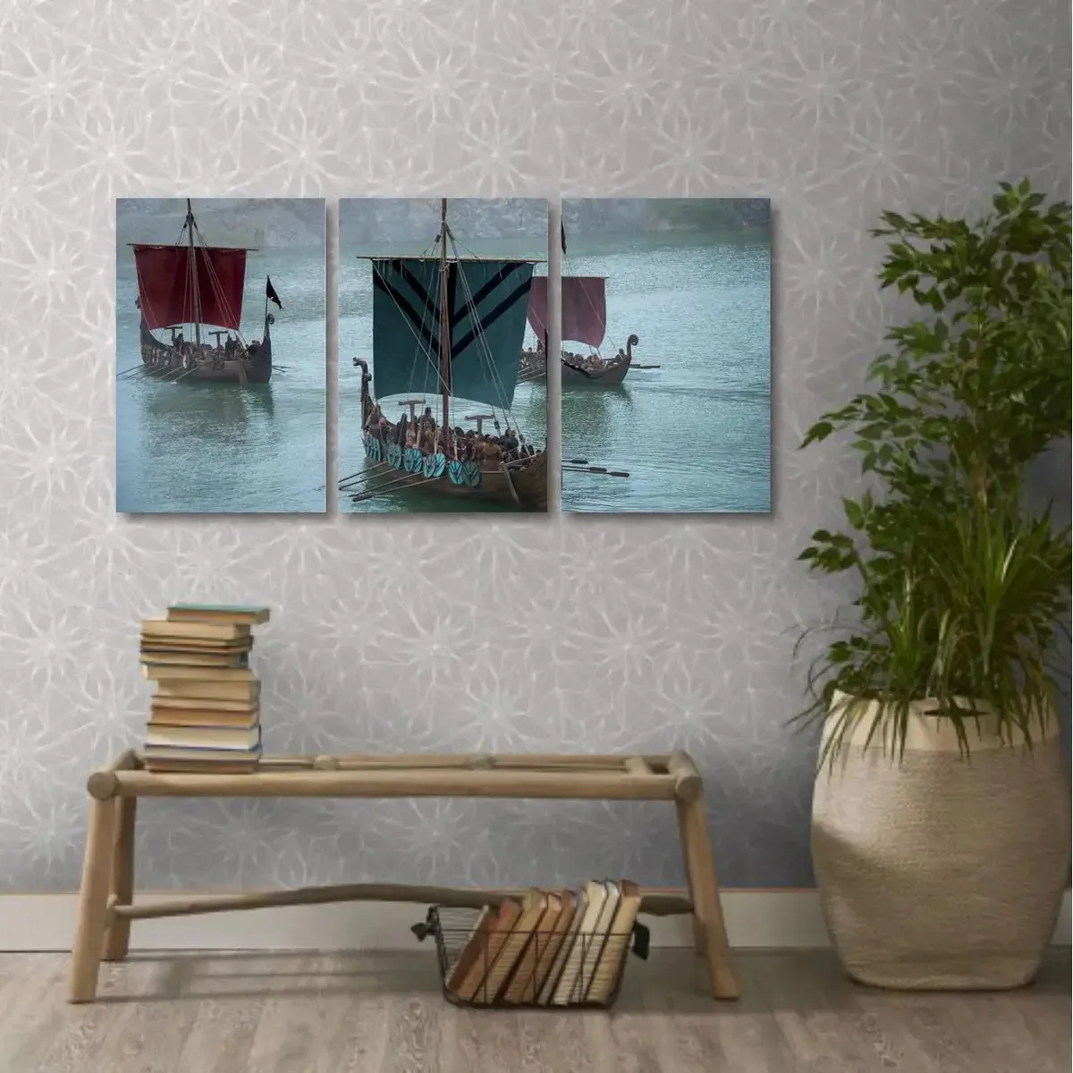 Quadro Decorativo Navegação Vikings Série Em Tecido 3