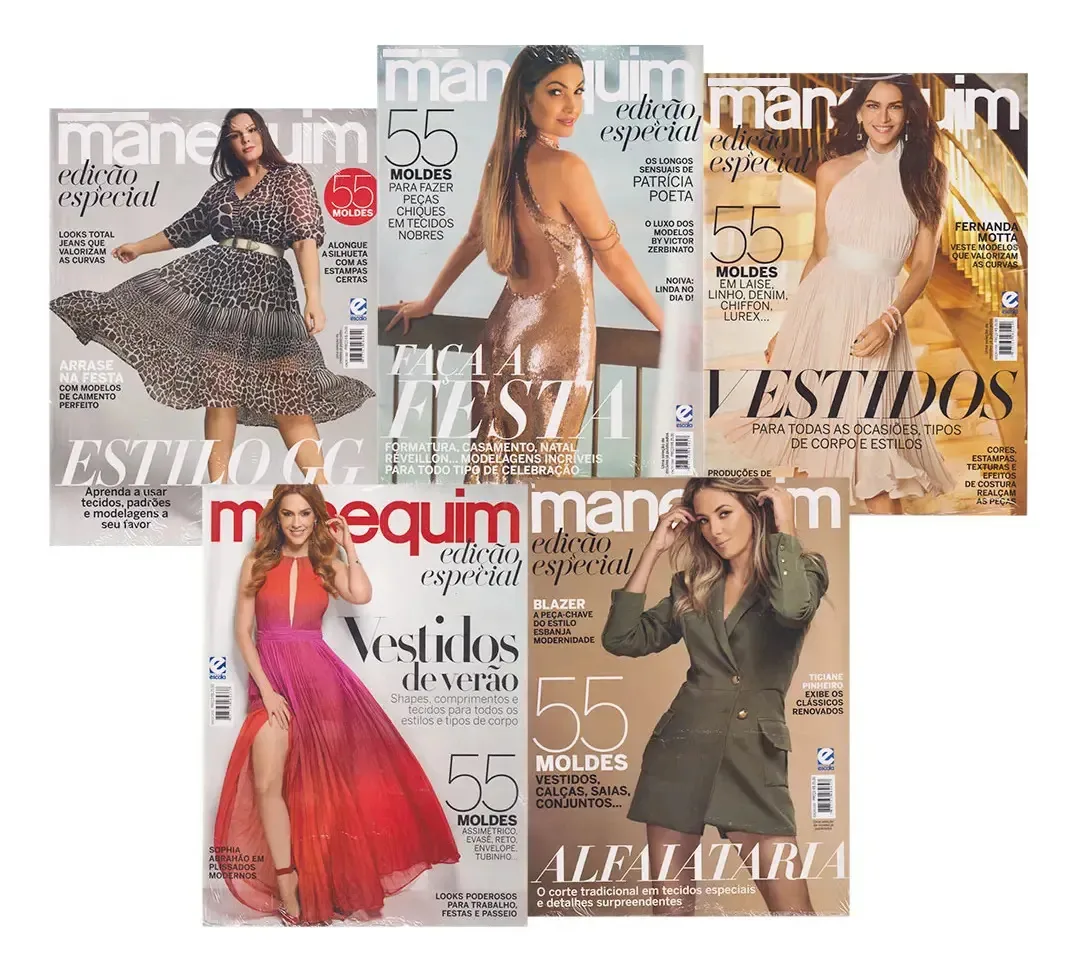 Kit 5 Revistas De Moda Manequim Edição Especial Festa Plus