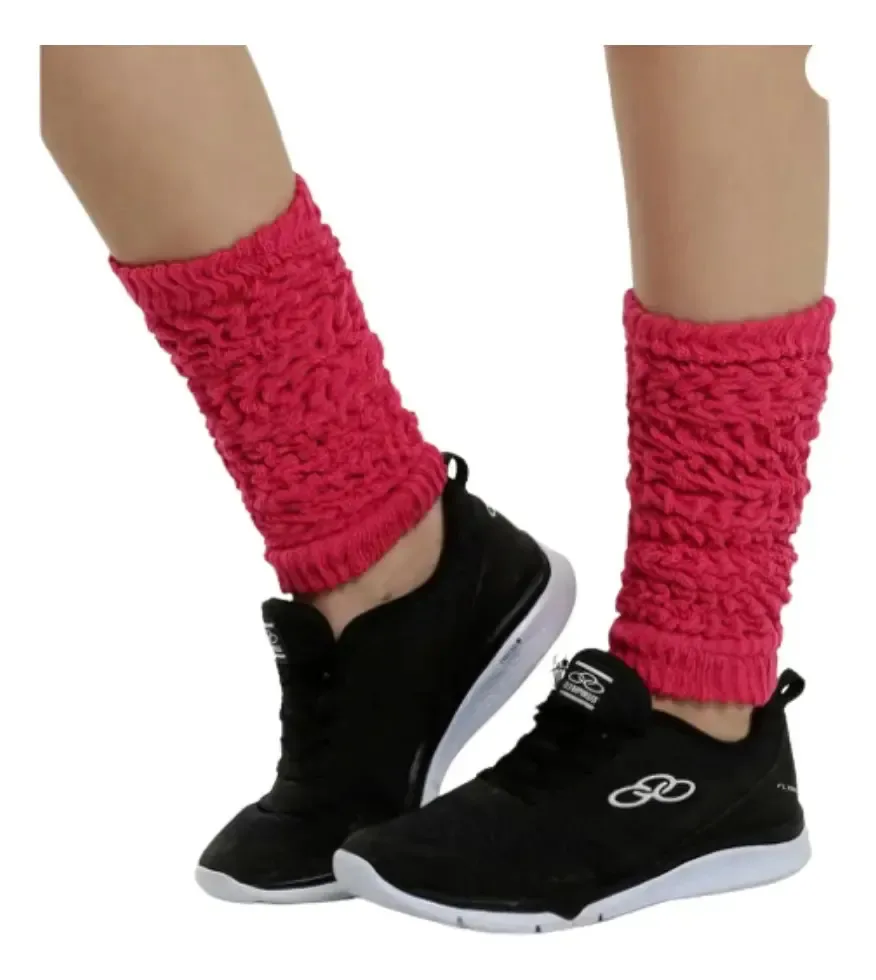 Meia Polaina Fitness Academia Aerobica Crossfit Algodão Cor Rosa-chiclete Desenho do tecido Lisa Tamanho UN