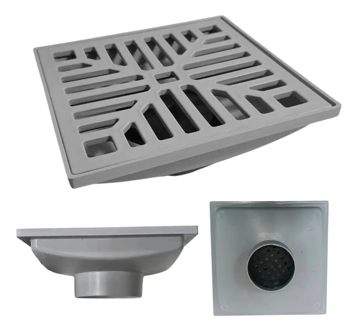 Kit 2 Ralos 20x20cm Plástico Com Coletor Cinza Para Quintal