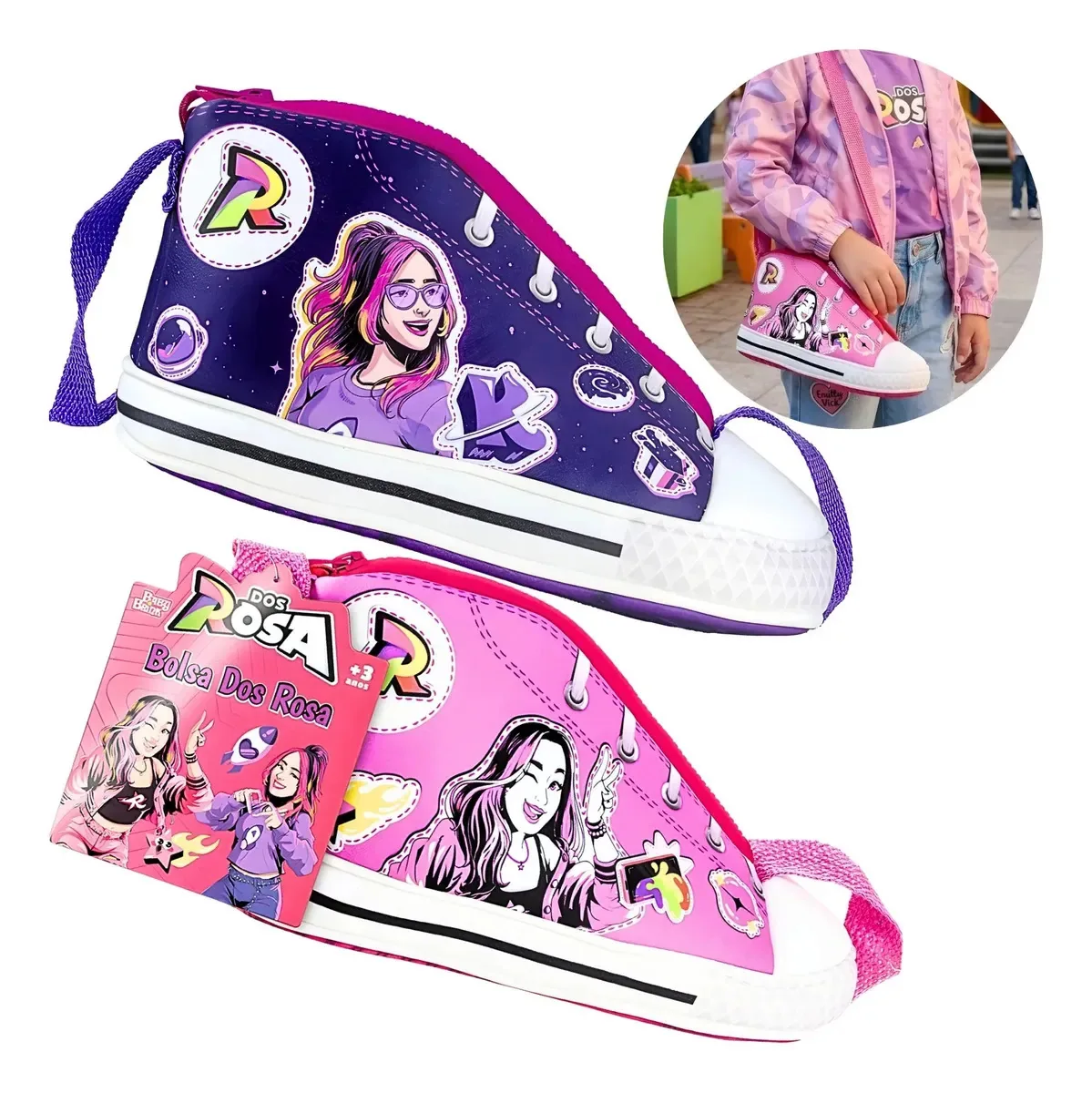 Kit 2 Bolsas Infantis Emilly Vick e Katlen para Meninas – Rosa e Violeta