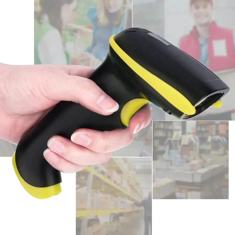 Scanner de código de barras Penrux, leitor de código de barras com modos de conexão dupla de longa duração, para supermercado (amarelo)