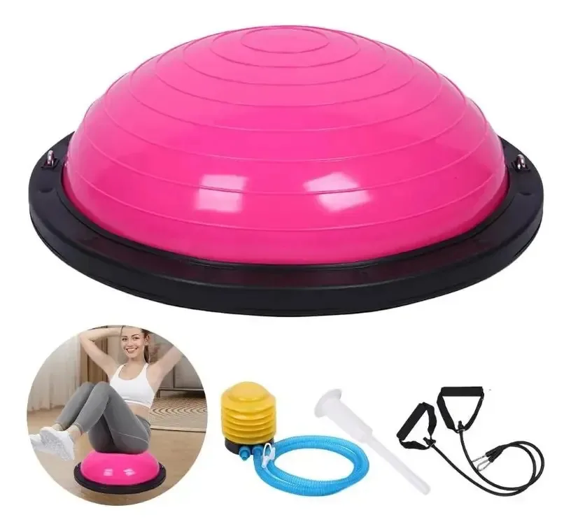 Discos de equilíbrio de Pilates Yoga com corda e bomba rosa