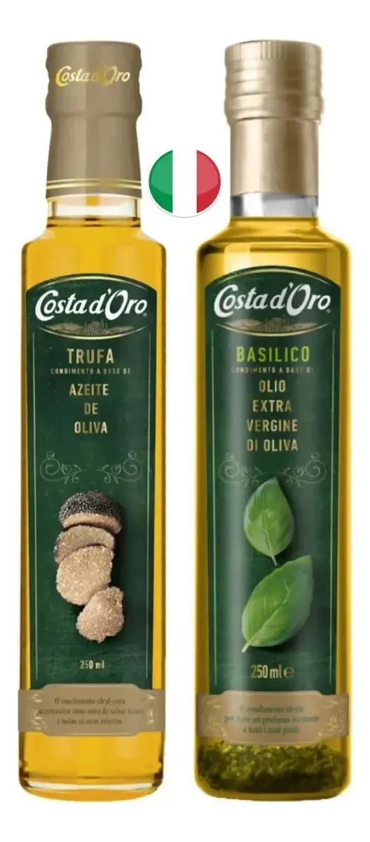 Kit Azeite Oliva Trufa Negra E Manjericão Sem Glúten 2x250ml