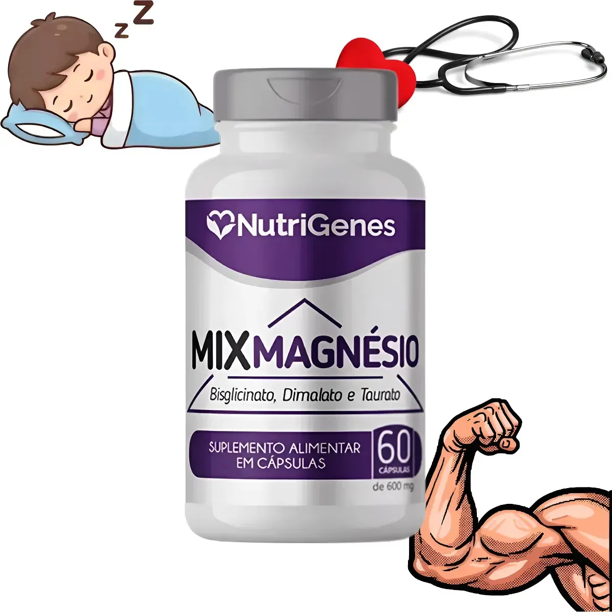 Mix Magnésio Nutrigenes 500mg - Regula Açúcar E Pressão Sem Sabor