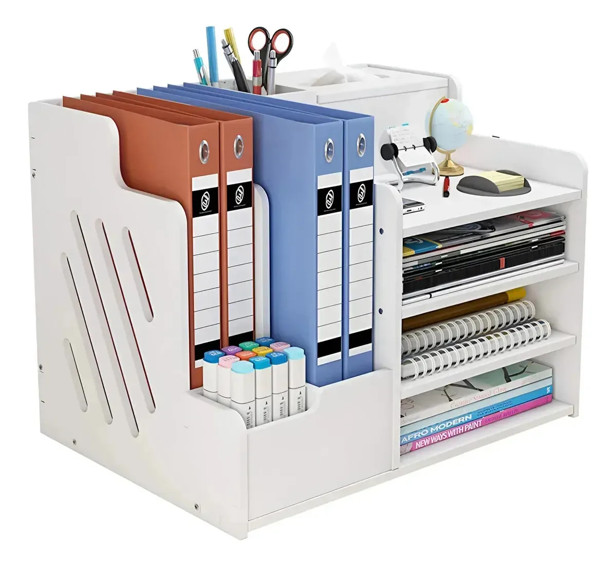 Organizador de mesa, livros, pastas, lápis de escritório