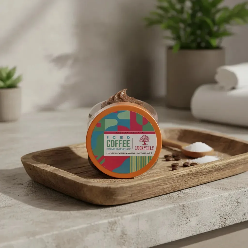 Esfoliante corporal com café gelado, açúcar e café de karité, Luckylily
