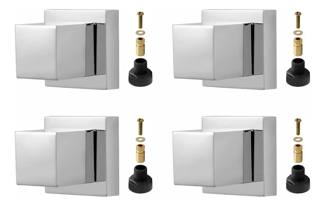 Kit 4 Acabamentos Registro Quadrado Cromado Adaptador Docol