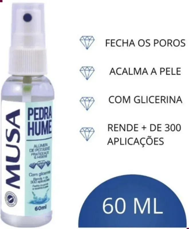 4 Un Pedra Hume Spray 60ml Musa Pos Barba Pos Depilacao