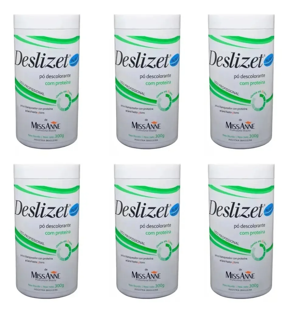 Miss Anne Deslizet Pó Descolorante Proteínas 300g (kit C/06) Pó Azul