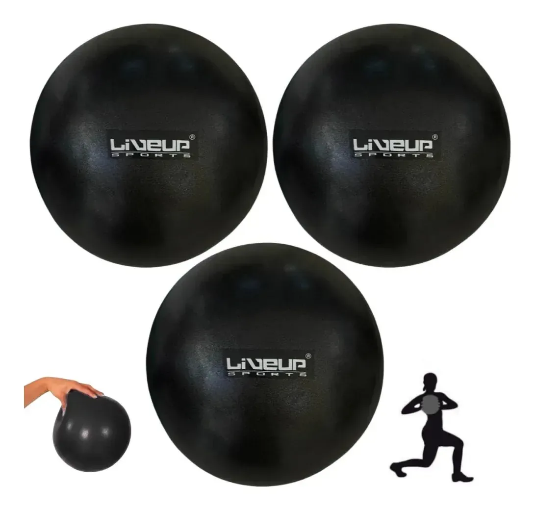 3 Bolas Overball Para Pilates 25cm Preto