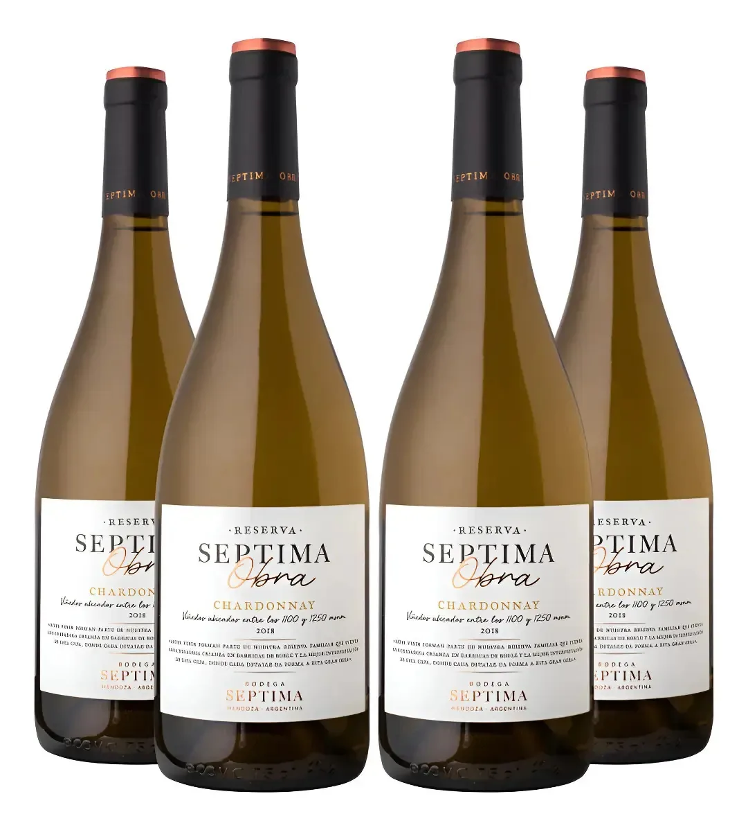 Kit 4 Vinhos Branco Argentino Septima Obra Chardonnay 750ml