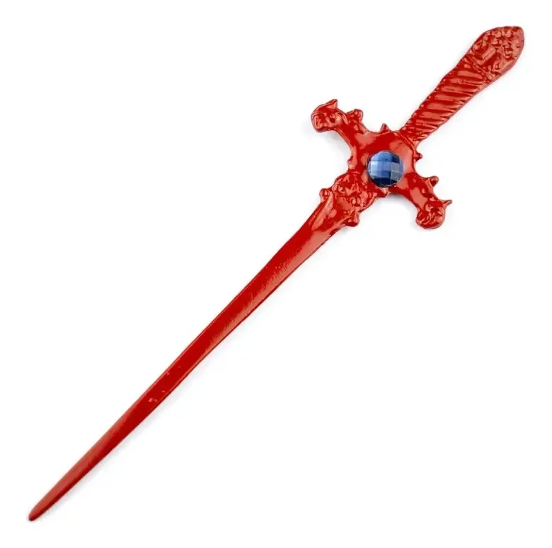 Athame Em Metal Vermelho 15 Cm Pedra Preta
