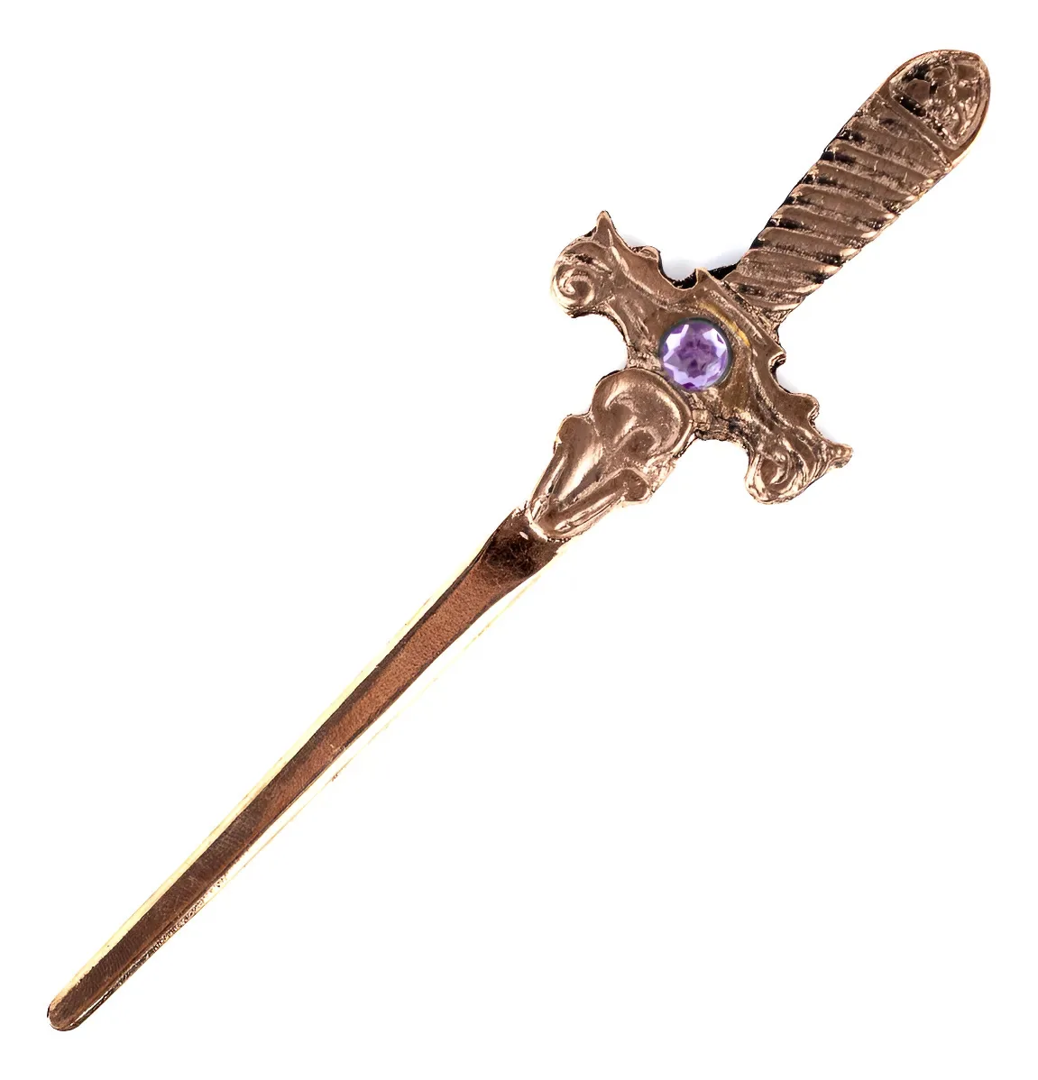 Athame Punhal Adaga Banhado Cobre Velho Pedra Lilás 15 Cm