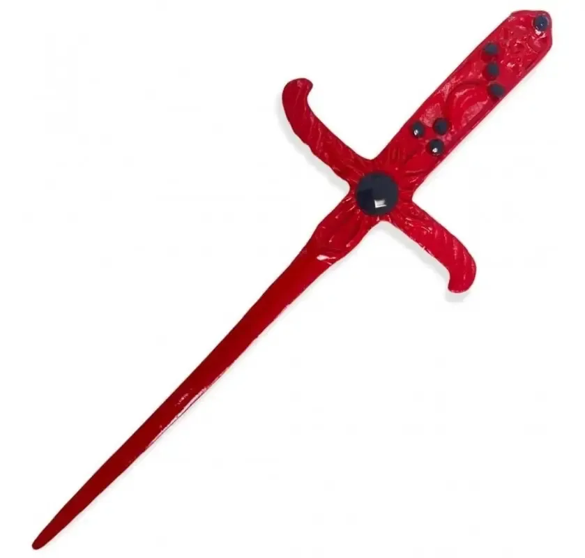 Athame Em Metal Vermelho 19 Cm Pedras Negras E Strass