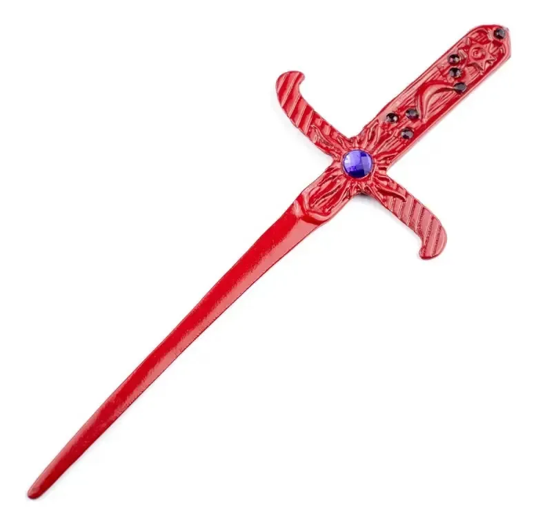 Athame Em Metal Vermelho 19 Cm Com Pedras Lilás E Strass