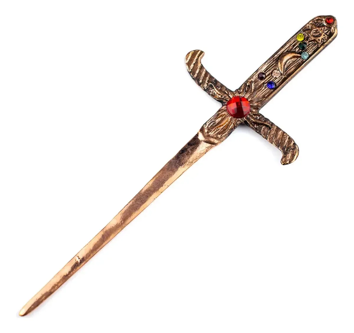Athame Metal Cobreado Velho 19 Cm Pedras Coloridas E Stras