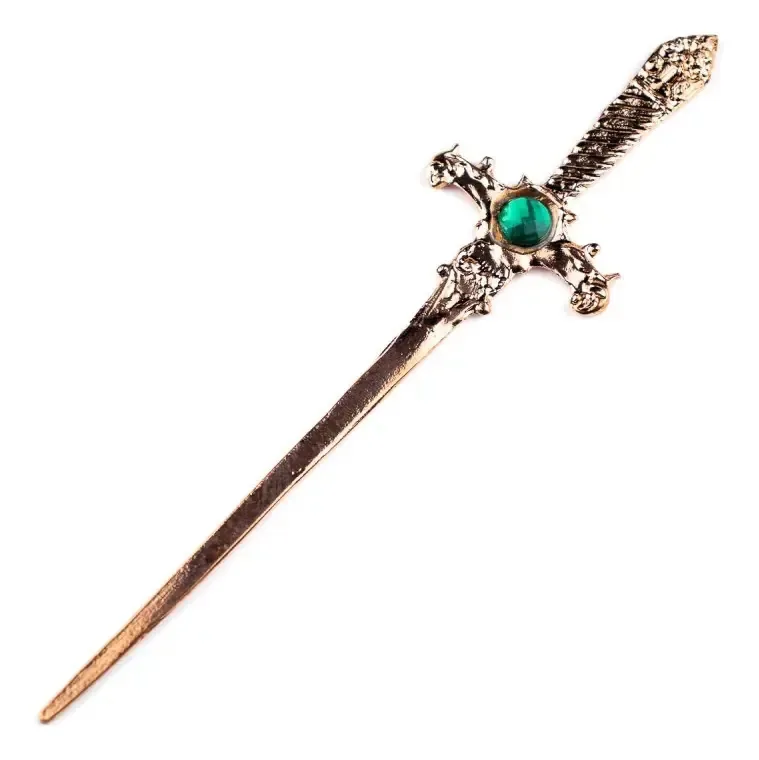 Athame Em Metal Cobre Brilhante 15 Cm Pedra Verde