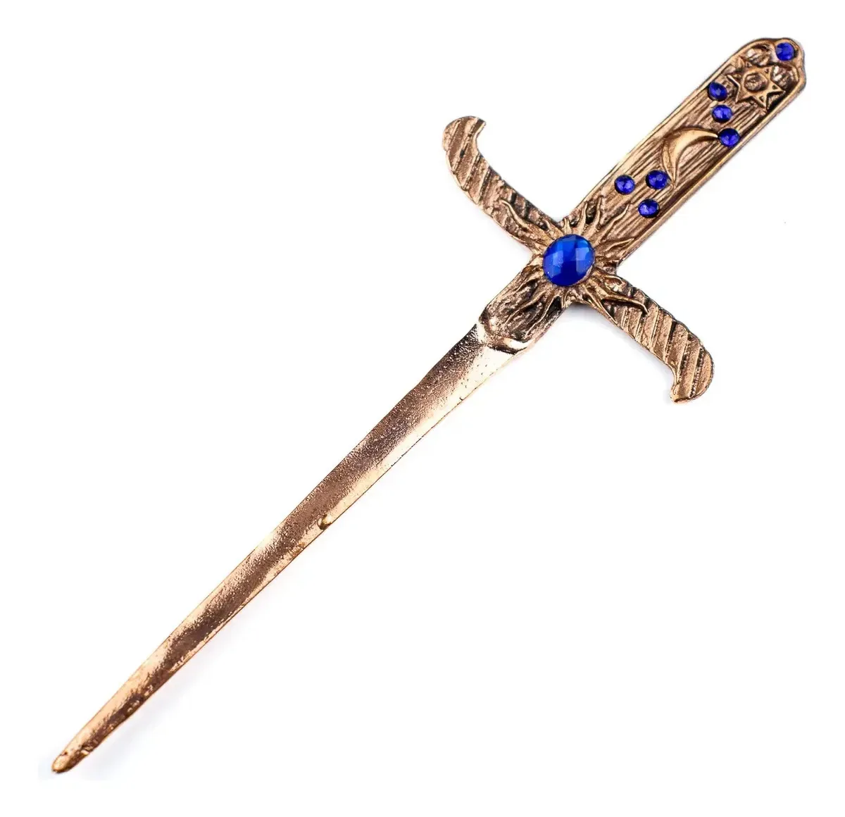 Athame Metal Cobre Velho 19 Cm Com Pedras Azuis E Strass
