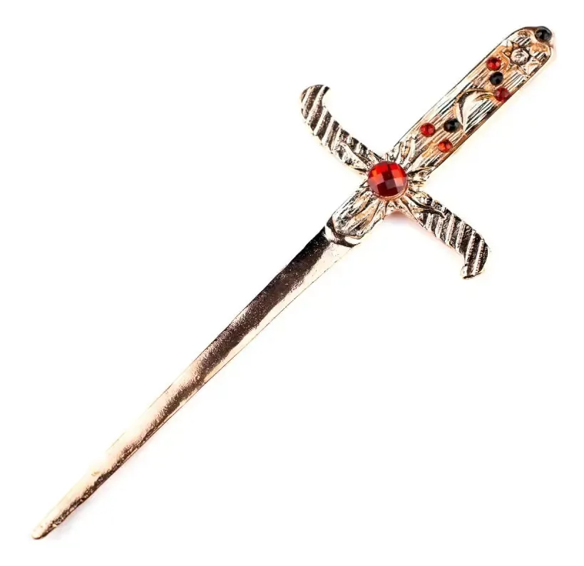 Athame Em Metal Cobre Brilho 19cm Pedras Vermelhas Pretas