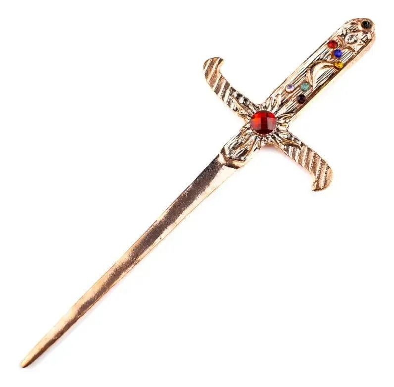 Athame Em Metal Cobre Brilhante 19cm Pedra Vermelha Color