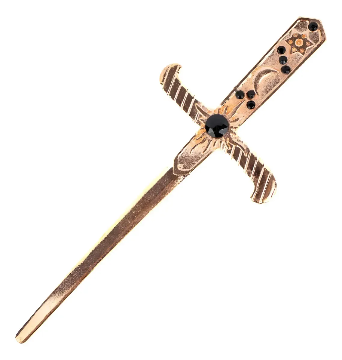 Athame Em Metal Cobre Brilhante 19 Cm Pedras Pretas