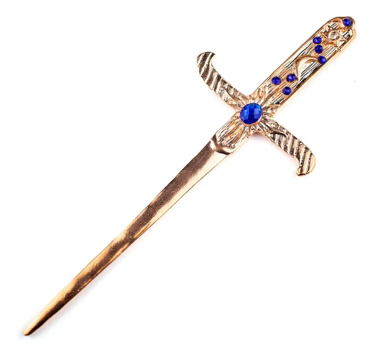 Athame Metal Cobre 19 Cm Com Pedra Azul E Strass
