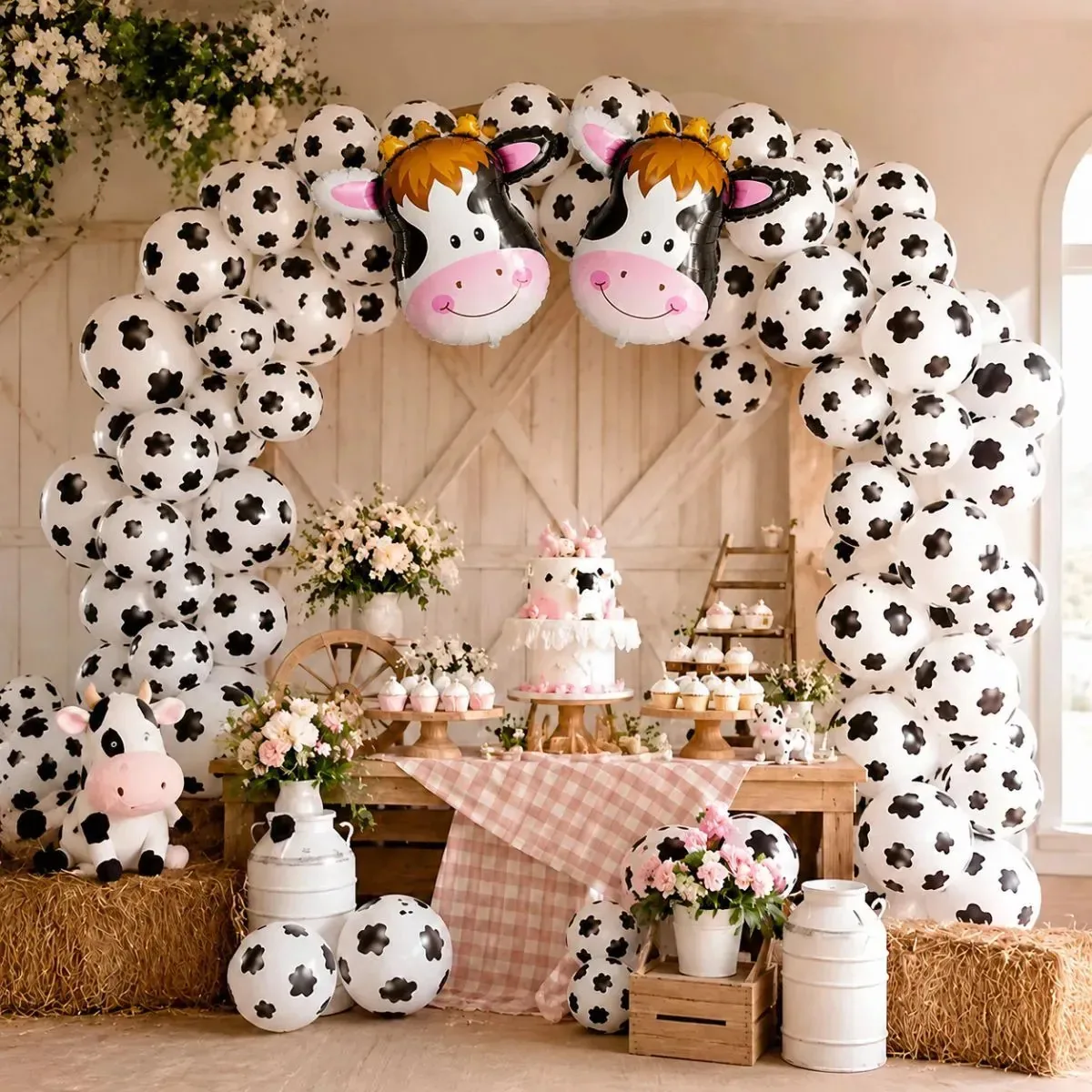Balao Decoração Festa Vaquinha - Kit 27 Balões Vaquinhas Preto-branco