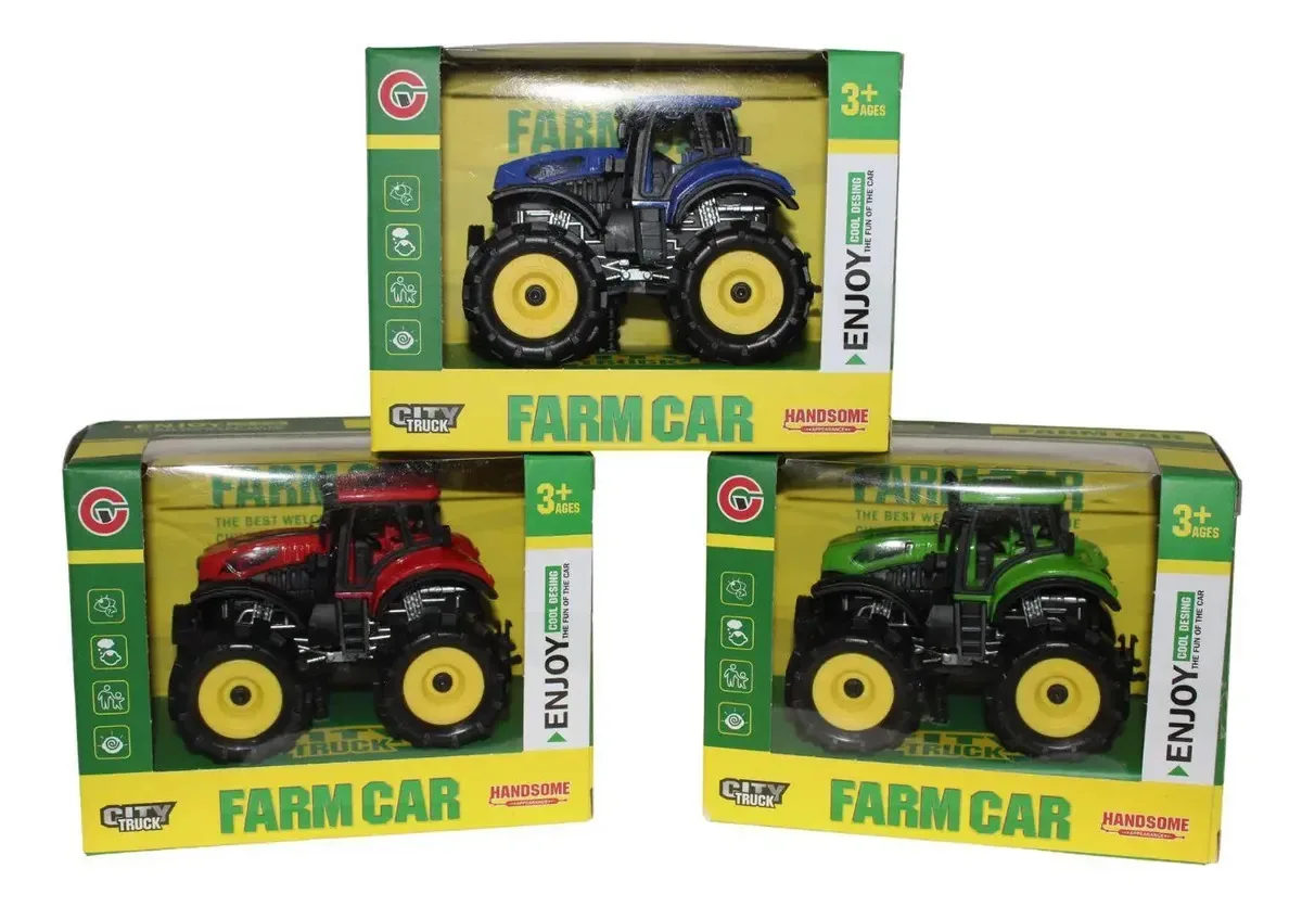 Kit 3 Trator Brinquedo Coleção Agriculture Farm Car