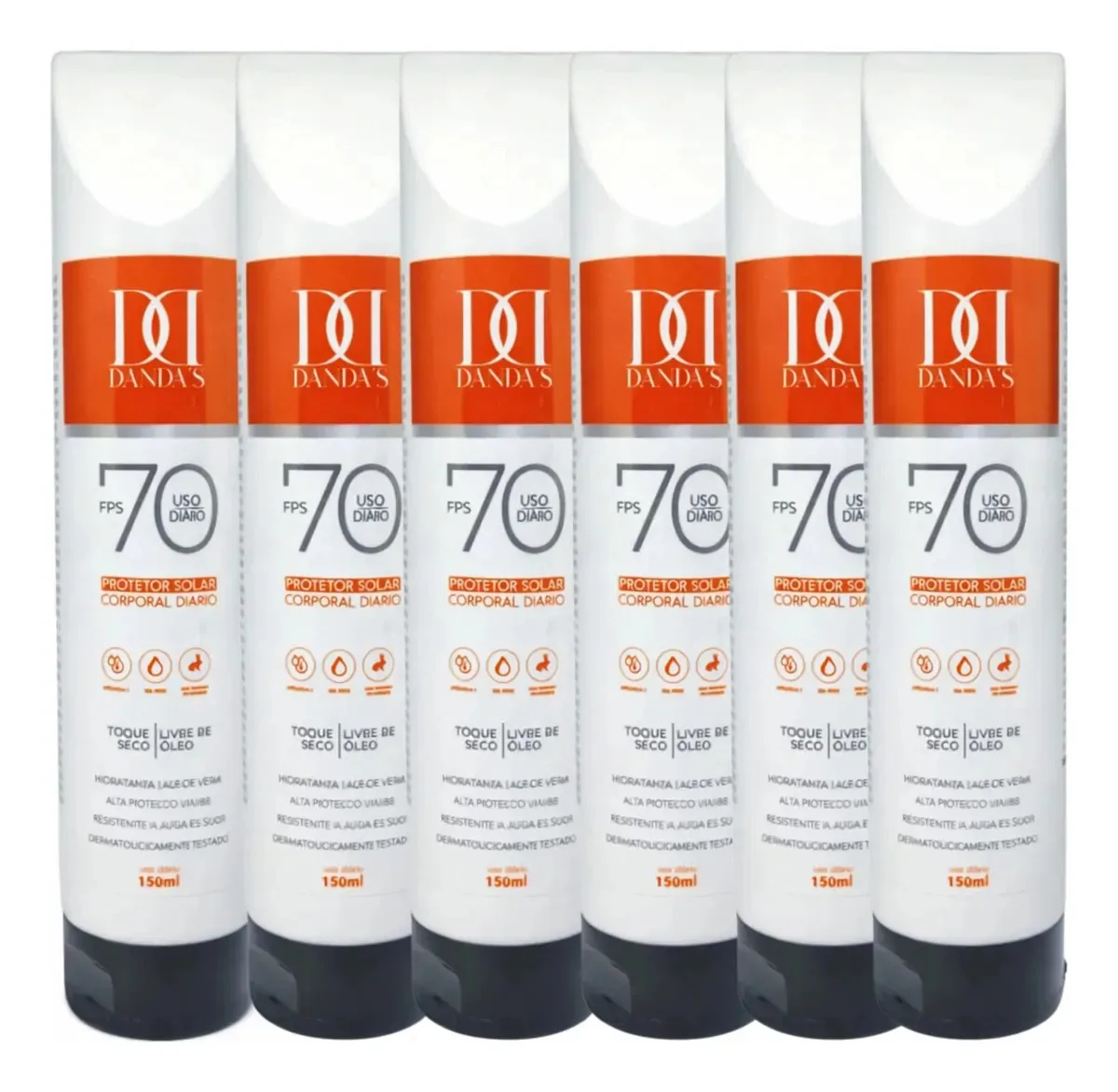 6 Protetores Solar Danda's Fps 70 Corporal Uso Diario 150ml
