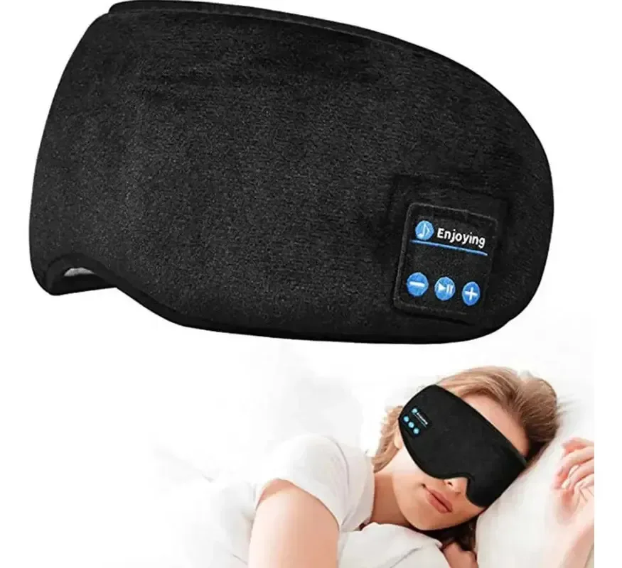Mascara Para Dormir Tapa Olho Fone Ouvido Com Som Bluetooth Preto