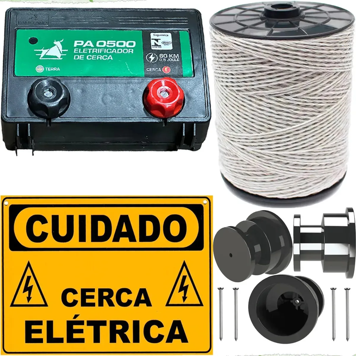 Cerca Elétrica Rural P Caprinos Eletrificador + Acessorios