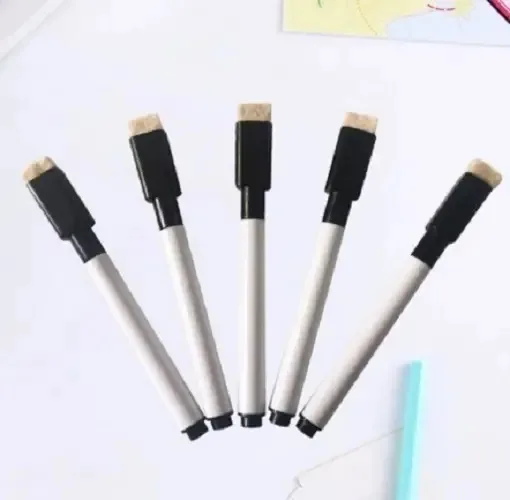 15 Canetas Preta Para Quadro Branco Com Apagador E Imã Branco Preto