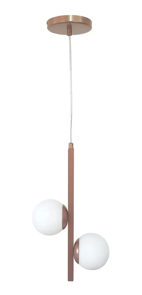 Lustre Pendente Jabuticaba /2 Globo De Vidro - Rose Gold