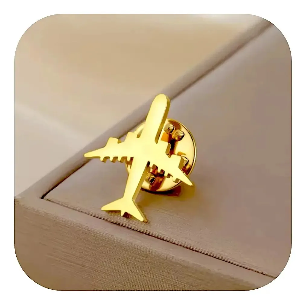 Pin Botton Broche Avião Piloto Aeromoça Aviação Dourado Ouro Dourado Broche