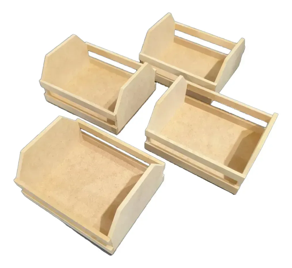 Caixote Engradado MDF Cru Organizador Decoração Brinde Corporativo e Artesanatos Kit 4 UN