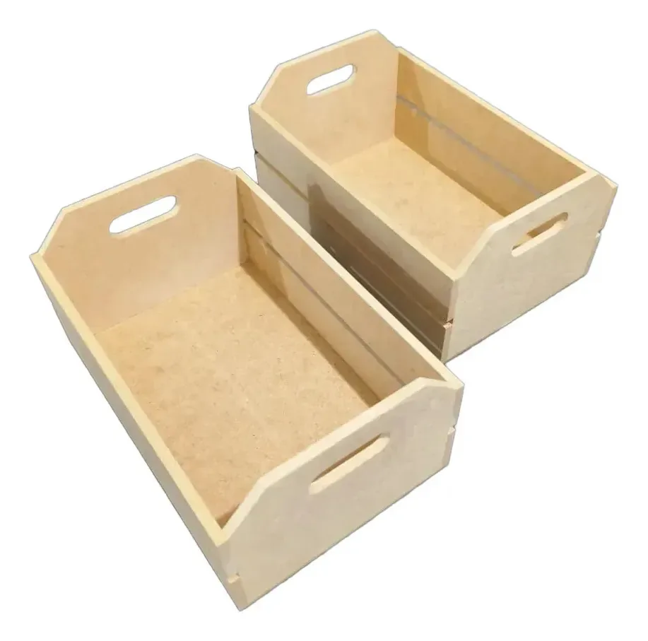 Kit com 2 Caixotes Organizadores de MDF para Lembrancinhas e Decoração Bauer Artesanatos