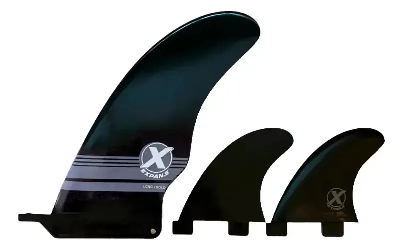 Quilha Central 7 + Estabilizadores Laterais Expans Longboard Cor Preto Tamanho 7.7 Polegadas e Estabilizadores Laterais